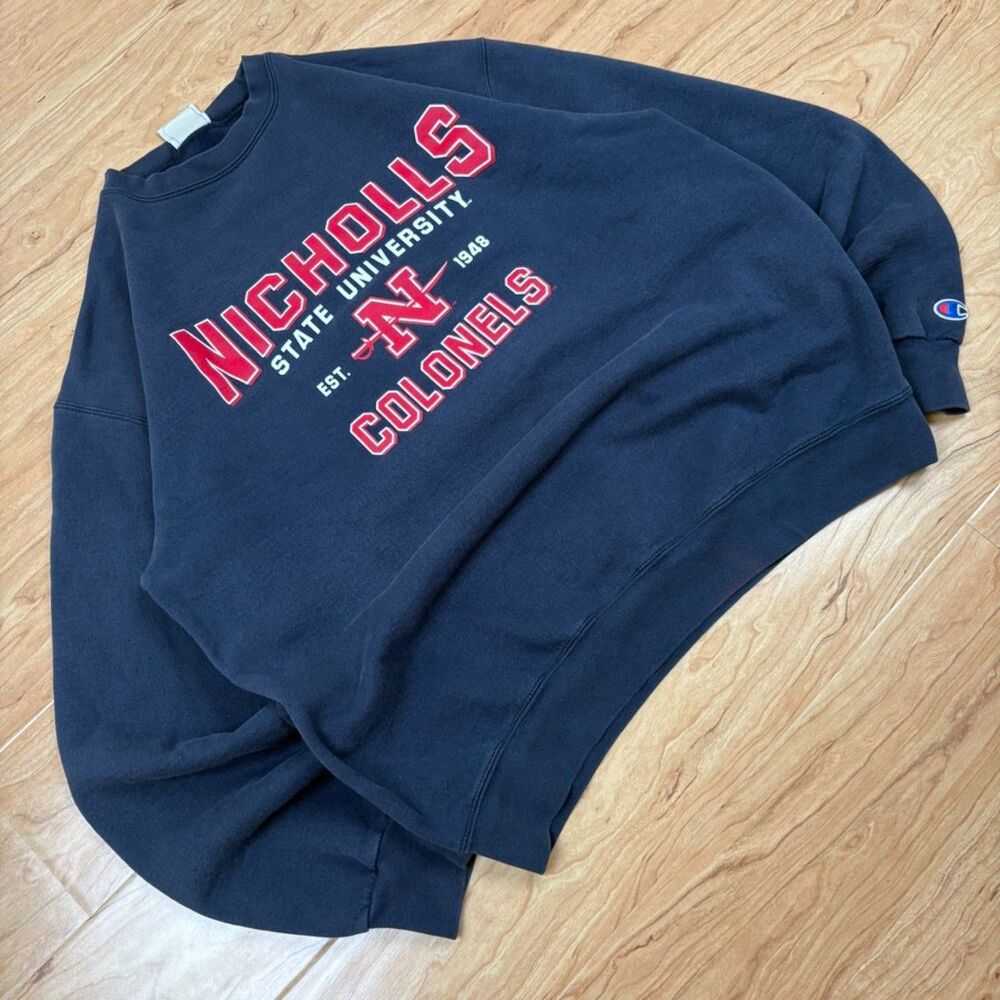 Vintage Champion Nicholls State University Colonels Navy Blue Colligate Crewneck